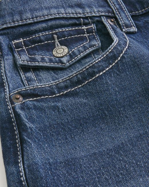 Hollister Blue Dark Wash Baggy Bootcut Jeans for men
