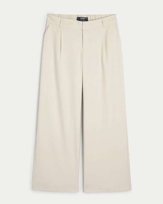 Hollister Natural Low-rise Pleated Wide-leg Pants