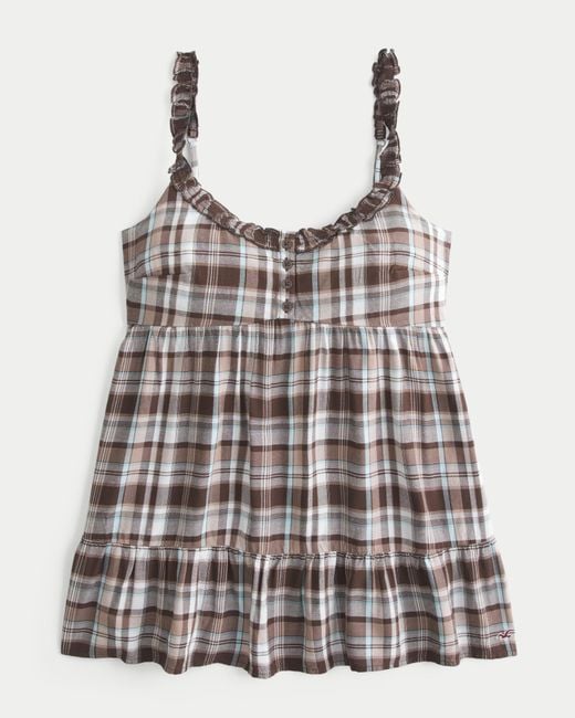 Hollister Multicolor Longline Ruffle Icon Tunic Babydoll Top