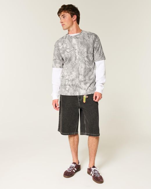 Hollister White Boxy Heavyweight Cotton Camo Crew T-shirt for men