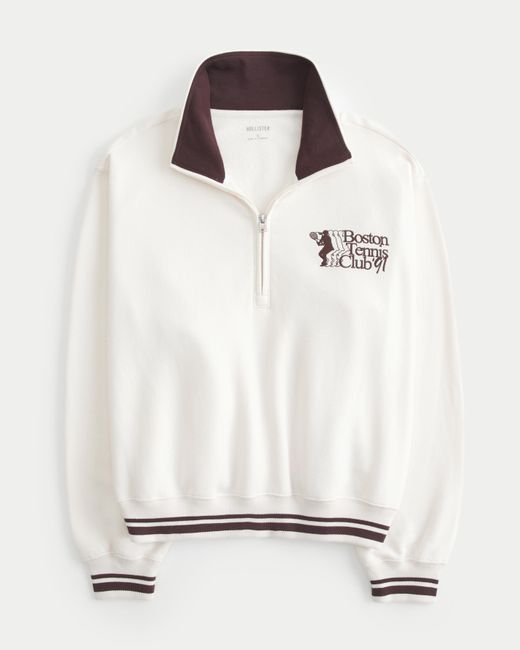 Hollister Natural Easy Boston Tennis Club Graphic Half-zip Sweatshirt