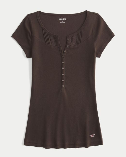 Hollister Brown Short-sleeve Icon Henley