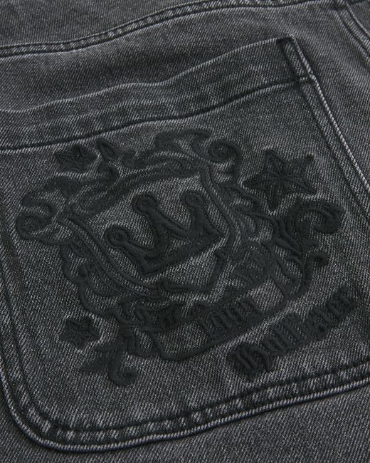 Hollister Gray Washed Black Y2k Embroidered Back Pocket Baggy Jeans for men