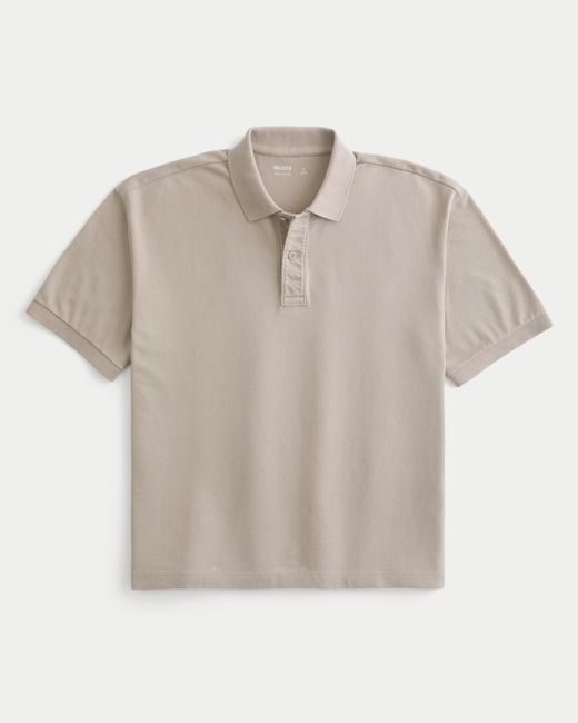 Hollister Natural Boxy Crop Washed Polo for men