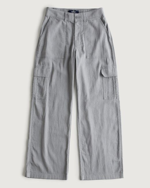 Hollister Ultra High rise Drapey Cargo Pants in Grey Lyst UK