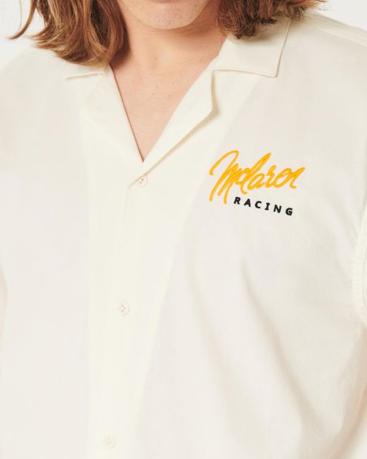 Hollister Kastig geschnittenes Workwear-Hemd mit McLaren-Grafik in Natural für Herren