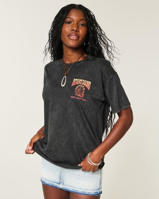 Hollister Black Oversized Tee mit Desert Sound Print