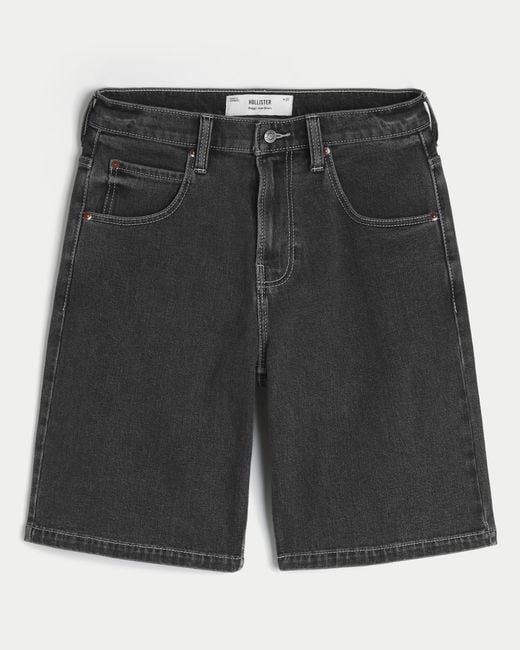 Hollister Black Tiger Graphic Baggy Denim Shorts for men