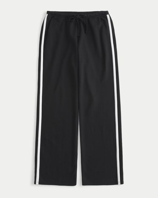 Hollister Black Side-stripe Straight Sweatpants