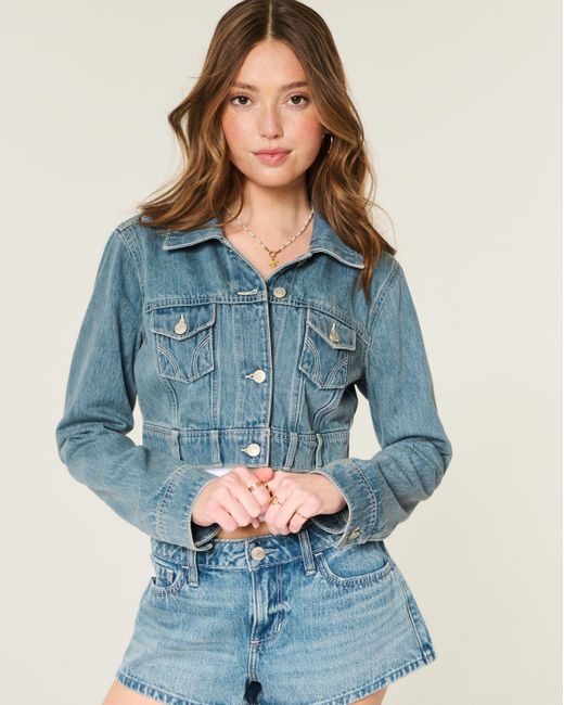 Hollister Blue Crop Mini Denim Jacket