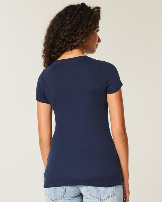 Hollister Blue Kurzärmliges Henley