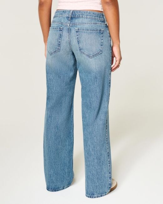 Hollister Blue Curvy Low-rise Medium Wash Baggy Jeans