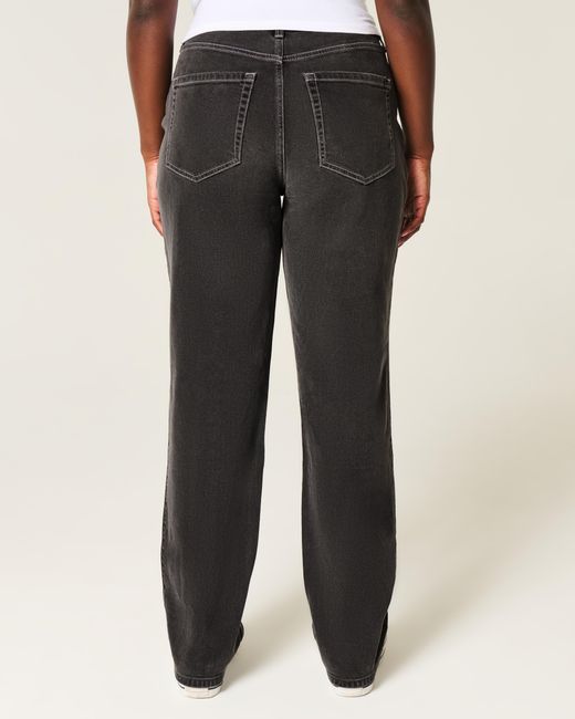 Hollister Curvy High-rise Washed Black Straight Jeans