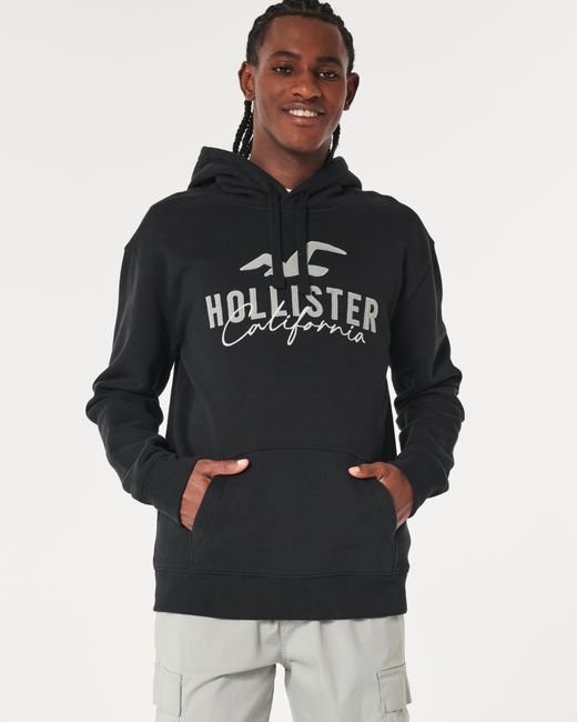 Hollister Logo Graphic Hoodie in Black for Men Lyst UK