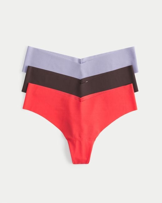 Hollister Red Gilly Hicks No-show Thong Underwear 3-pack