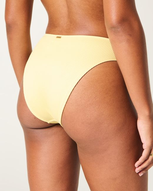 Hollister Yellow Curvy High-leg High-waist Ribbed Cheeky Bikini Bottom