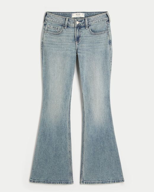Hollister Blue Low-rise Light Wash Angel Wings Flare Jeans