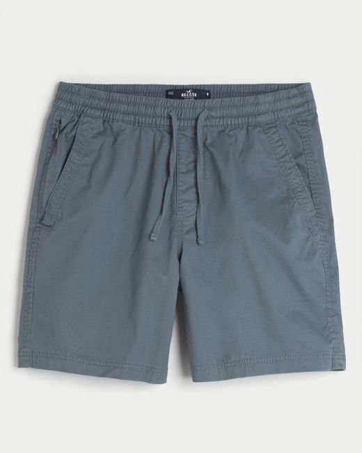 Hollister Blue Twill Pull-on Shorts 7" for men