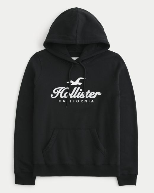 Hollister Black Logo Graphic Hoodie