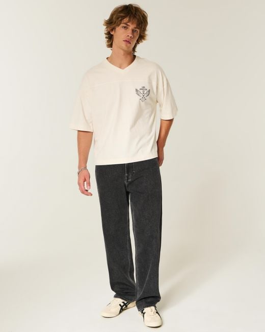 Hollister Blue Washed Black Baggy Jeans for men