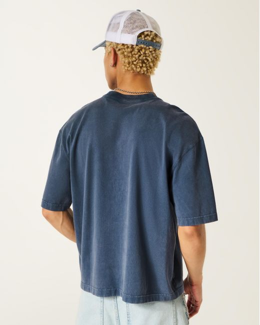 Hollister Blue Super Boxy Crew T-shirt for men