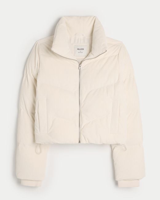 Hollister Natural Ultimate Corduroy Mini Puffer Jacket