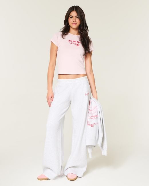 Hollister White Hollister Feel Good Sweetheart Graphic Baggy Sweatpants