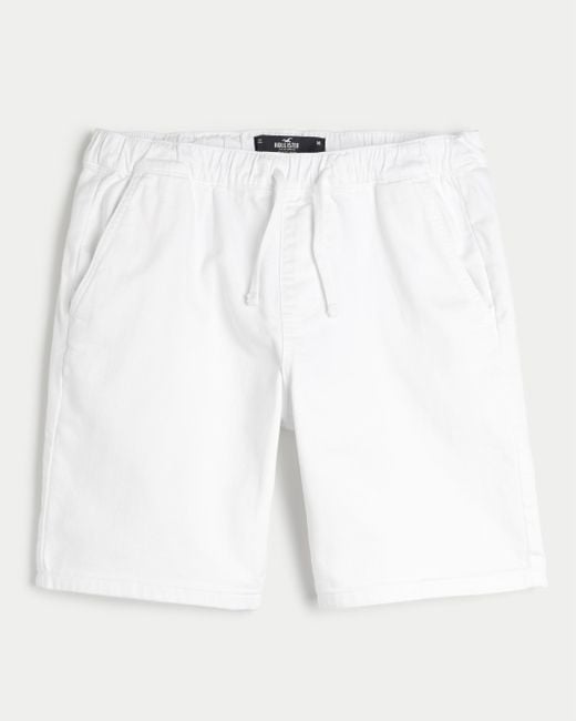 Hollister White Just Like Knit Relaxed Above-the-knee Denim Jogger Shorts for men