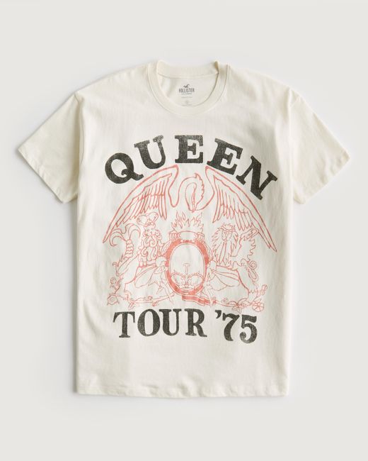 Hollister Natural Oversized Queen Graphic Tee