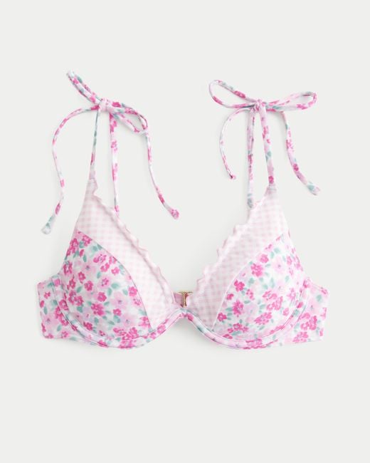 Hollister Pink Ruffle Edge Underwire Bikini Top