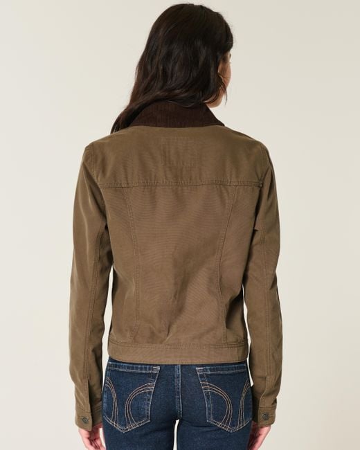 Hollister Twill Zip-up Jacket in Green | Lyst UK