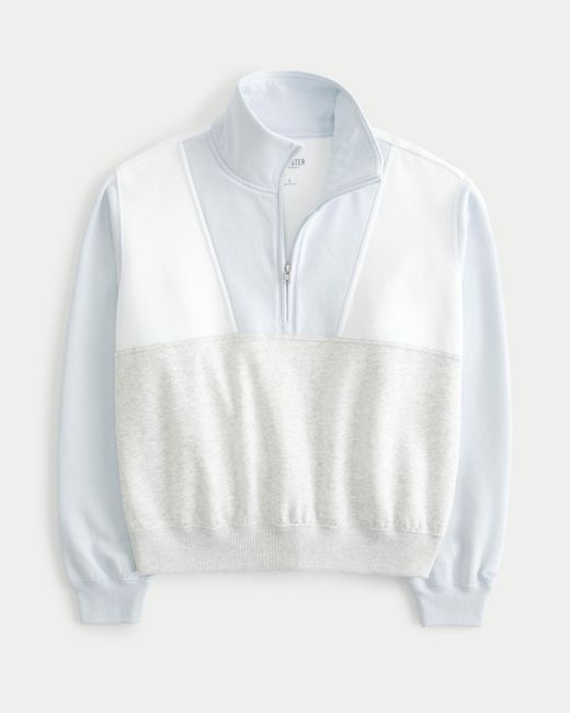 Hollister White Feel Good Easy Half-zip Sweatshirt