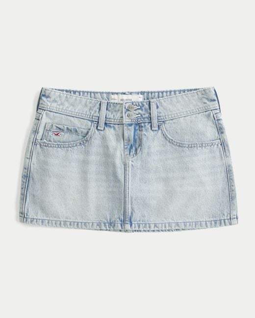 Hollister Blue Low-rise Light Wash Denim Mini Skort