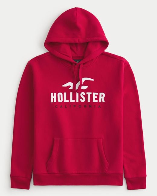 Hollister Red Logo Graphic Hoodie for men