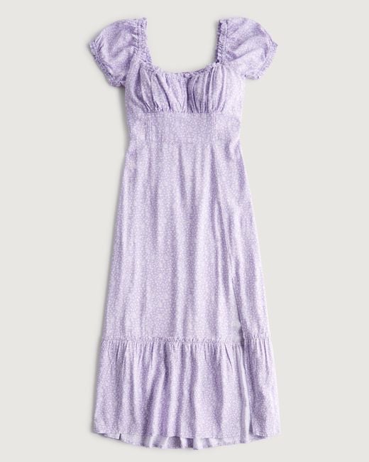Hollister Purple On-or-off-shoulder Ruched Bust Midi Dress