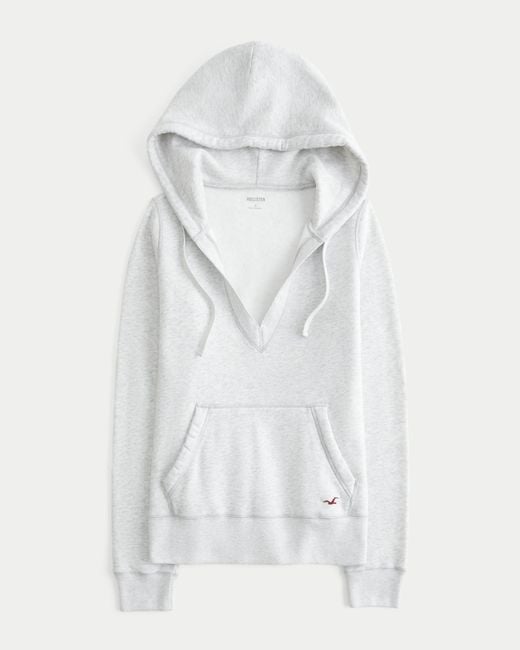 Hollister White Hollister Feel Good V-neck Hoodie