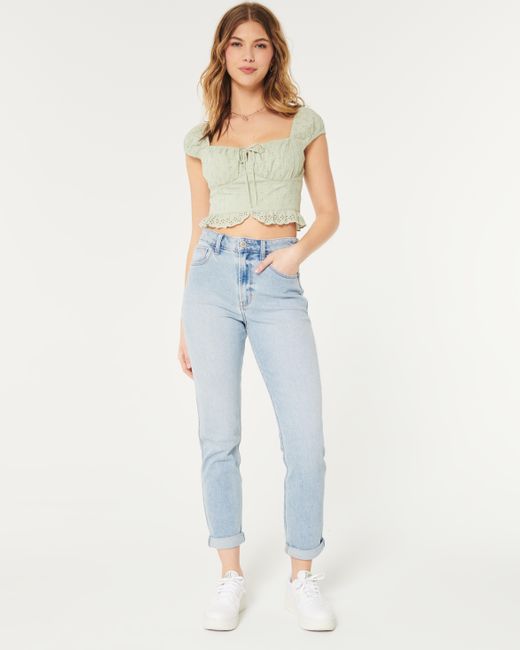Hollister crop deals high rise jeans