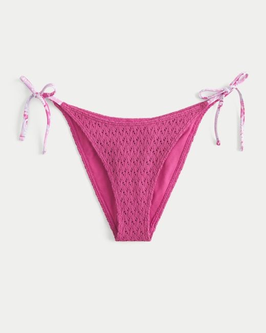 Hollister Pink Crochet-style Side-tie Cheeky Bikini Bottom
