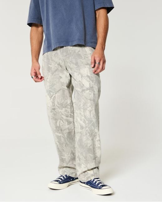 Hollister Gray Camo Baggy Jeans for men