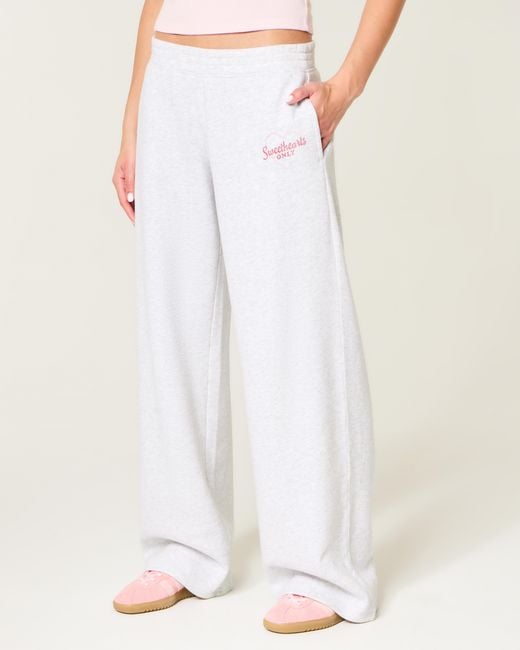 Hollister White Hollister Feel Good Sweetheart Graphic Baggy Sweatpants