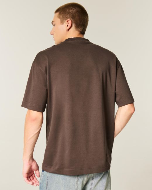 Hollister Brown Boxy Logo Cooling Tee for men