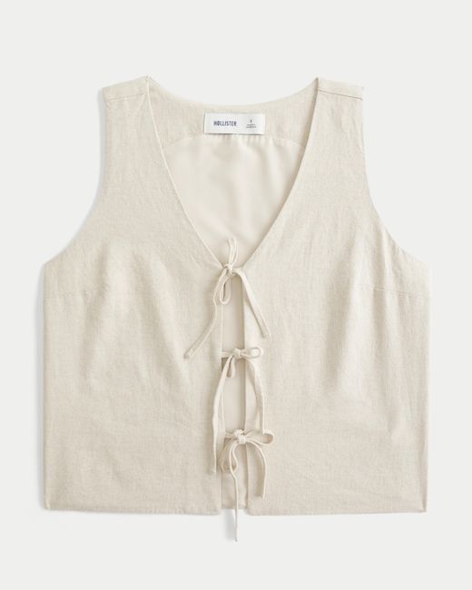 Hollister Natural Easy Linen-blend Tie-front Vest