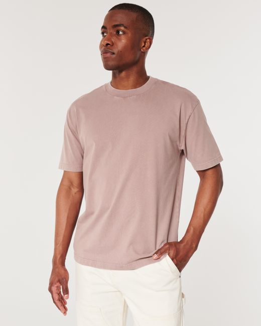 Hollister Schweres, kastig geschnittenes T-Shirt aus Baumwolle mit Rundhalsausschnitt in Pink für Herren