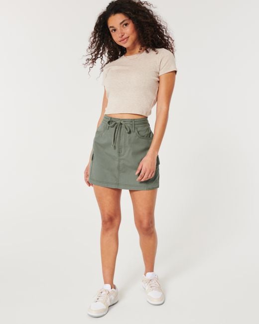Hollister Green Cargo Mini Skirt