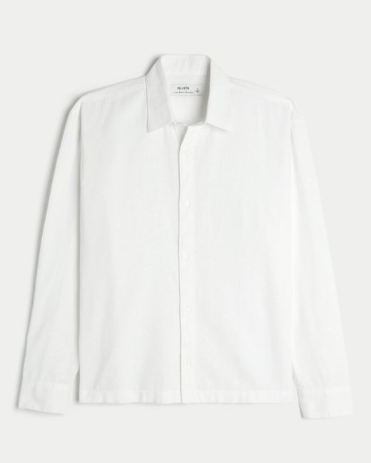 Hollister Hemd aus Leinenmischung mit Knopfleiste in White für Herren