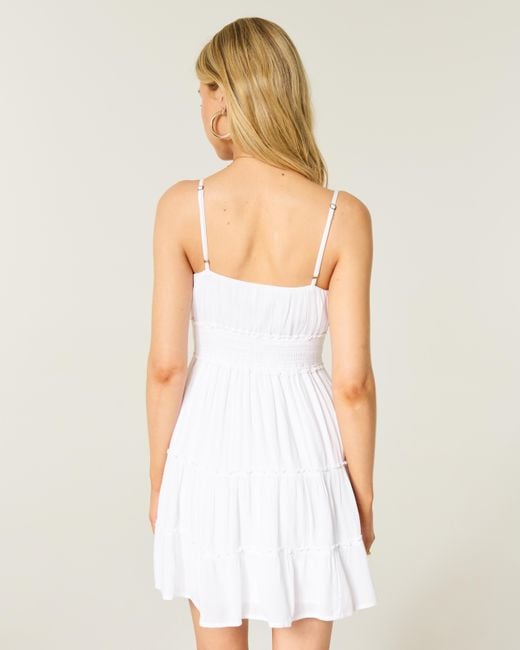 Hollister White Smocked Waist Mini Dress