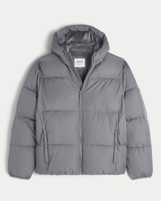 Hollister Gray Faux Fur-lined Puffer Jacket for men