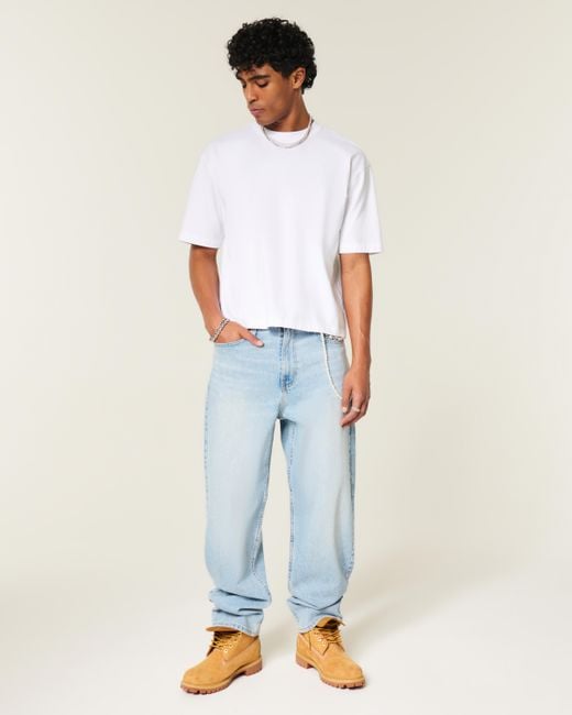 Hollister White Super Boxy Crew T-shirt for men