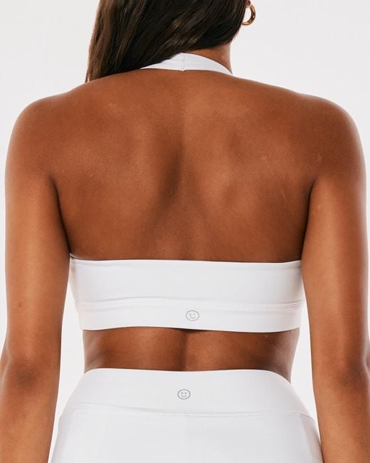 Hollister Gilly Hicks Go Recharge Cinched Halter Sports Bra in White