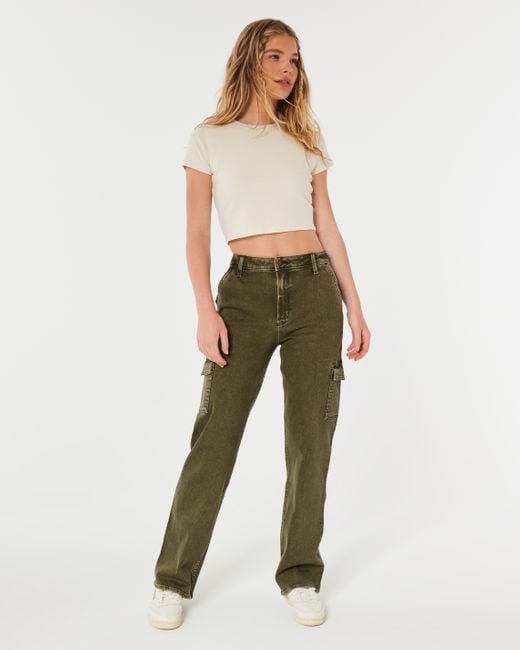 Hollister Ultra High-rise Olive Green Cargo Dad Jeans